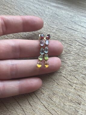 14k gold Multicolor Teardrop  Dangle Earrings for Women